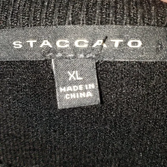 Staccato Black XL Sweater w/Faux Fur Trimmed Sleeves - Picture 5 of 6